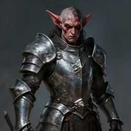 portrait of a kobold paladin in fullmetal plate, with deep pain and trauma, tormented look, d & d character portrait, by peter mohrbacher, digital art, trending on artstation, hyper realistic, high detail, chiaroscuro