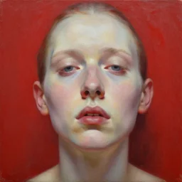 a portrait of an intensely lit disoriented stretched face, red, oil painting, pale colors, high detail, 8 k, wide angle, trending on artstation,