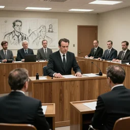 a courtroom sketch of Jean Claude vandamme on trial for murder