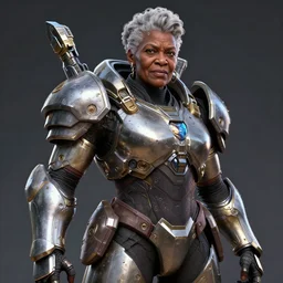portrait anime android old woman from african american with a mjolnir powered assault armor, style artstation, style greg rutkowsk, octane render, unreal engine 6, epic game graphics, fantasy, ciberpunk, conceptual art, ray tracing