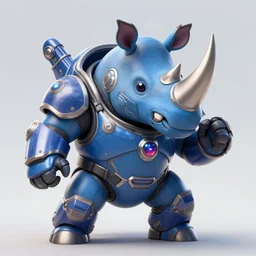 An adorable anthropomorphic blue rhino wearing galactic battle armor, action pose, highly detailed, digital painting, artstation, concept art, smooth, sharp focus, studio light, by Justin Gerard and Jason Chan and riot studios,