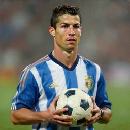 portrait of ronaldo nazario holding a soccer ball, painting by rembrandt, high quality, very beautiful, detailed, 4 k