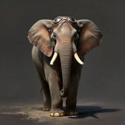 an elephant dressed as an aviator, centered full body pose, zenith angle, shadowy area, dramatic lighting, concept art, digital painting, Unreal Engine 5, 8K, art by artgerm and Greg Rutkowski and Alphonse Mucha