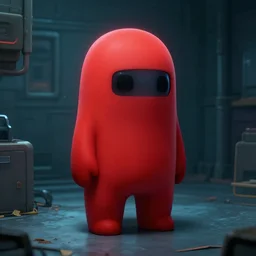 realistic, detailed, amongus red imposter in the backrooms
