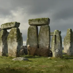 giants built stonehenge by hand key visual, ambient lighting, highly detailed, digital painting, artstation, concept art, sharp focus by kilian eng greg tocchini