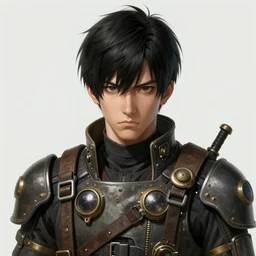 portrait of a man by ayami kojima, black, he is about 2 0 years old, short black hair, annoyed older brother vibes, he is wearing a steampunk tactical gear, highly detailed portrait, digital painting, artstation, concept art, smooth, sharp foccus ilustration, artstation hq