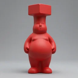 red squigle abstract art statue, fat and obese pillar with a round belly bottom and squared top, asking : what is samegame?