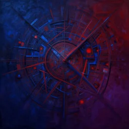 the nonlinear. digital painting, vertical, intricate, beautiful, detailed, grunge, sharp focus, abstract art by kuvshino and el lissitzky and artgerm and kandinsky, trending on artstation. blue, dark red and dark purple color scheme, gradient darker to bottom