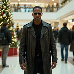 film still of agent smith goes to the mall at christmas time in the new matrix movie, 4 k