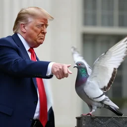 8k photo of donald trump turning into a pigeon