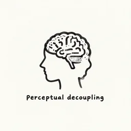 minimalist logo icon for a wandering mind perceptual decoupling, inked outline, one person, brain filter pixelated, retro psychology, victo ngai, kilian eng, lois van baarle, behance