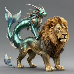 creature with the back part of the body of a mermaid, and the front of a lion, 4 k, epic fantasy, trending on artstation, intricate, epic, 8 k, detailed