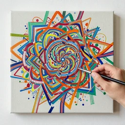 acrylic painting made by scraping paint across a canvas, intricate details, abstract art, bright colours
