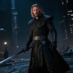 keanu reeves as Kylo Ren, cinematic, ultrawide angle, night