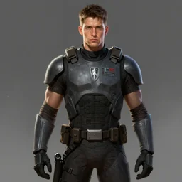 portrait of a man by greg rutkowski, he is about 2 0 years old, he resembles sam hughes, tall and muscular, wearing tactical gear of the galactic federation, star wars expanded universe, highly detailed portrait, digital painting, artstation, concept art, smooth, sharp foccus ilustration, artstation hq