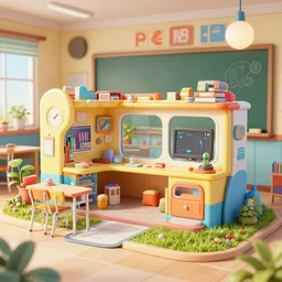retro school concept art, colorful, 8 k photorealistic, hd, high details, trending on artstation