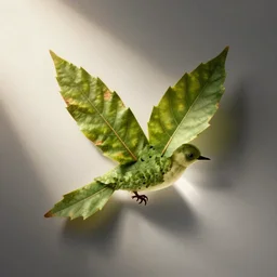 a leaf turning into a bird