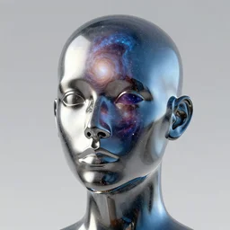 a face made of mirrors reflects galaxies, trending on artstation, unreal engine, octane render, portrait