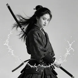 highly detailed beautiful black and white photography of a samurai, splash, sharp focus, dynamic lighting, elegant harmony, beauty, masterpiece, by riccardo federici, by james jean, by craig mullins, by lois van baarle, by makoto shinkai, by greg tocchini, by greg rutkowski, illustration, ink draw, pen,