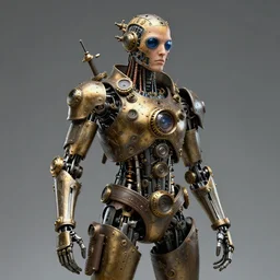 human with machine parts, steampunk