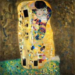 painting of a beautiful woman in flowing translucent kimono, detailed face, by klimt, background by nicolas delort and studio ghibli, surreal, dramatic lighting