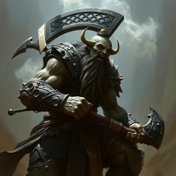 orc human mix, axe, intricate, d & d, fantasy, art nouveau, digital painting, trending on artstation, sharp focus, illustration, global illumination, ray tracing, art by artgerm and greg rutkowski and ruan jia