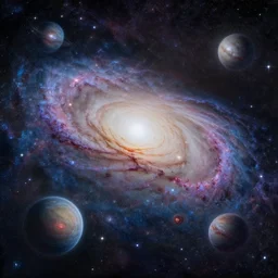 a beautiful galaxy filled with stars and planets, in detail, painting