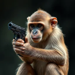 a monkey with a pistol