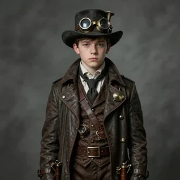 by Jean-Baptiste Monge !!!!!!!!!!!!!!!!!!!!!!!!!!! (((((((((portrait of boy dressed as steampunk detective . muted colors.)))))))))