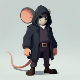 anthropomorphism, mouse / human hybrid game character concept art, thief, bad guy