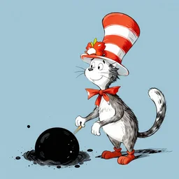 cat in the hat creating a black hole in the style of dr. seuss