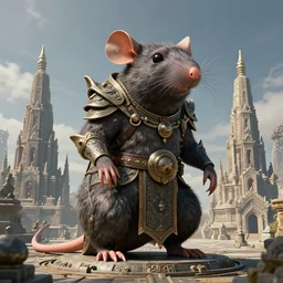4 k unreal engine render of a rat god with temple ultra details digital art
