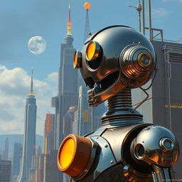 atompunk metropolis robot by gil elvgren and olivia de berardinis and fritz willis, cyberpunk, solarpunk, hyperrealism, highly detailed