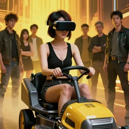 cyberpunk asian demure lawnmower in a virtual reality, by francis bacon, by ayami kojima, by amano, by karol bak, greg hildebrandt, by mark brooks, by alex grey, by zdzisław beksinski, by takato yamamoto, ultra detailed, high resolution, ultra detailed, wrapped thermal background, close - up wide portrait