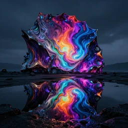 acid metal reflecting, prismatic neon death, nebula oil colors