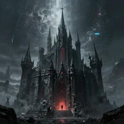 castle of satan, cyberpunk, dark, alien planet, trending on artstation