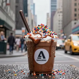 associated press photo of hot fudge and sprinkles raining in new york city, realistic, 4 k photo