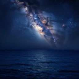 night, the ocean, the milk way galaxy. highly detailed painting by gaston bussiere, greg rutkowski 8 k