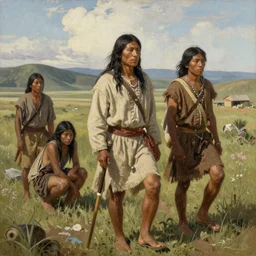 realistic scene of exiled native americans, 1 4 5 0, painting, ultra realistic, 8 k