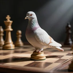 photo of a new chess piece based off a pigeon