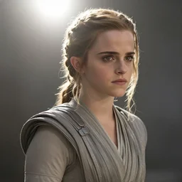 emma watson as rey in the new star wars movie, cinematic, detailed, lens flare