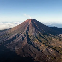 view from helicopter of Volcano, matte painting