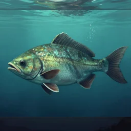 a giant fish that is floating in the water, a screenshot by beeple, featured on polycount, symbolism, lovecraftian, concept art, biomorphic