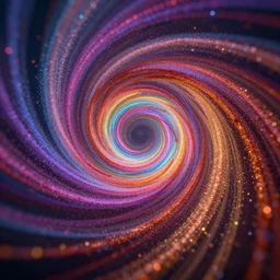 vibrant vortex, particle simulation, photorealistic rendering, depth of field