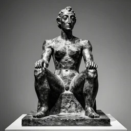 black and white photo of a bronze sculpture by pablo picasso