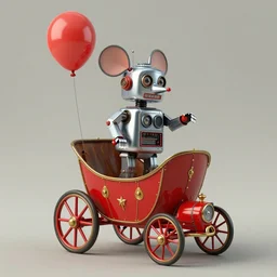 adventurer ( ( ( ( ( 1 9 5 0 s retro future robot mouse balloon adventure wagon house. muted colors. ) ) ) ) ) by jean baptiste monge!!!!!!!!!!!!!!!!!!!!!!!!! chrome red