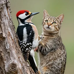 a woodpecker - cat - hybrid, animal photography
