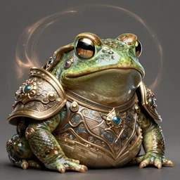 a fat slimy anthropomorphic toad wearing regal ornate armor, bust shot, smooth, intricate, elegant, power aura, digital painting, artstation, concept art, high tech fantasy, sharp focus, illustration, art by james jean