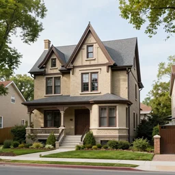 suburban house, neogothic architecture style