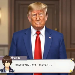 donald trump in a japanese dating sim, virtual novel video game screenshot
